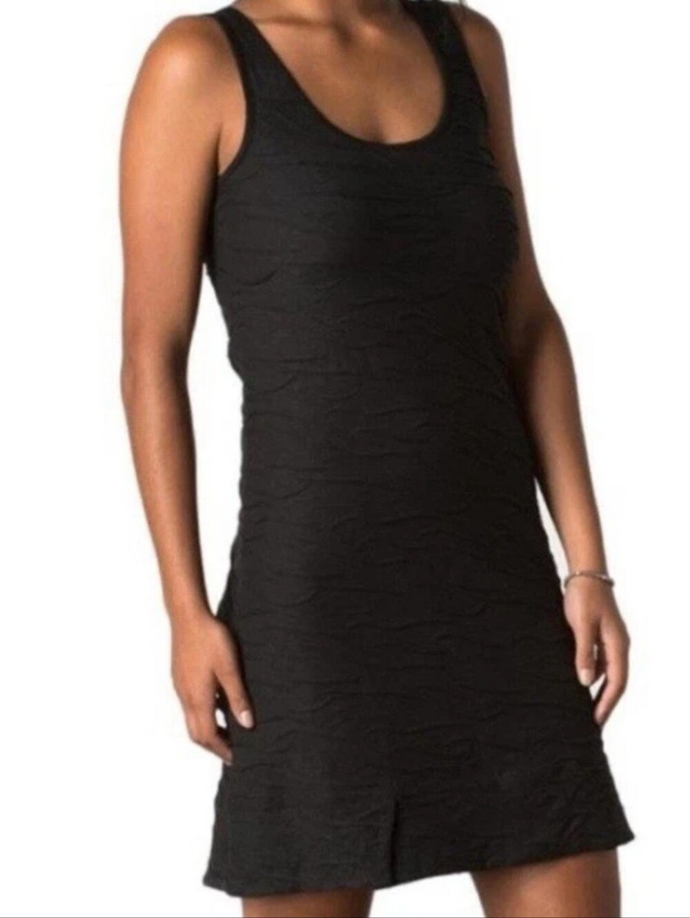 Toad & Co Samba Wave Organic Cotton Tencel Textured Tank Dress M Black Stretch